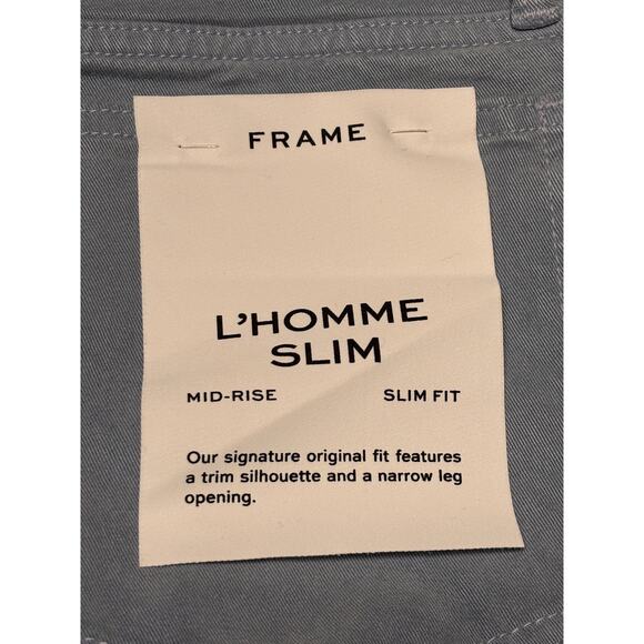 Frame NWT Men’s L'Homme Slim Fit Five-Pocket Twill Pants Smoky Blue Size 34 - Picture 6 of 9